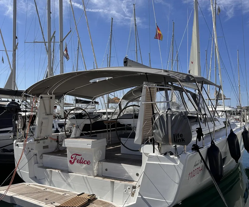 Exterior view of Felice, a Hanse 460 sailboat at Seget Donji, Croatia