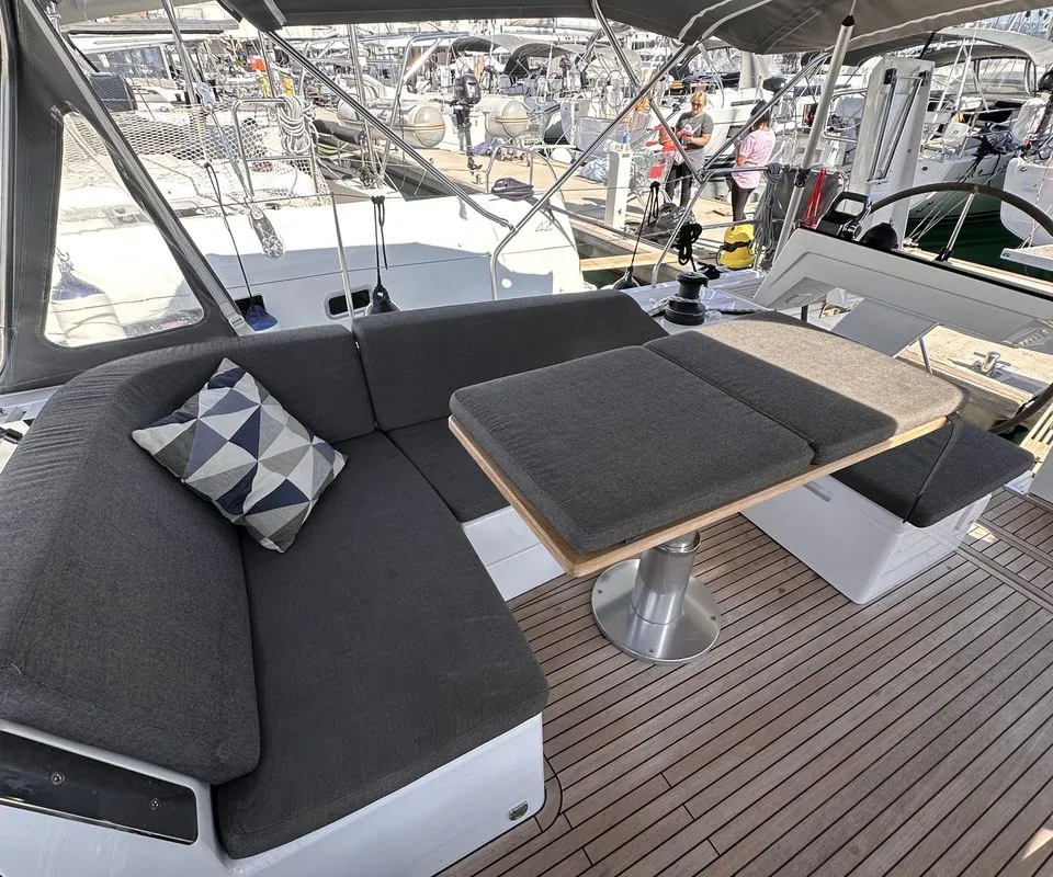 Deck of Felice, a Hanse 460 sailboat at Seget Donji, Croatia
