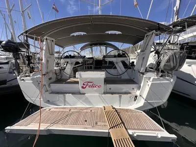 Deck of Felice, a Hanse 460 sailboat at Seget Donji, Croatia