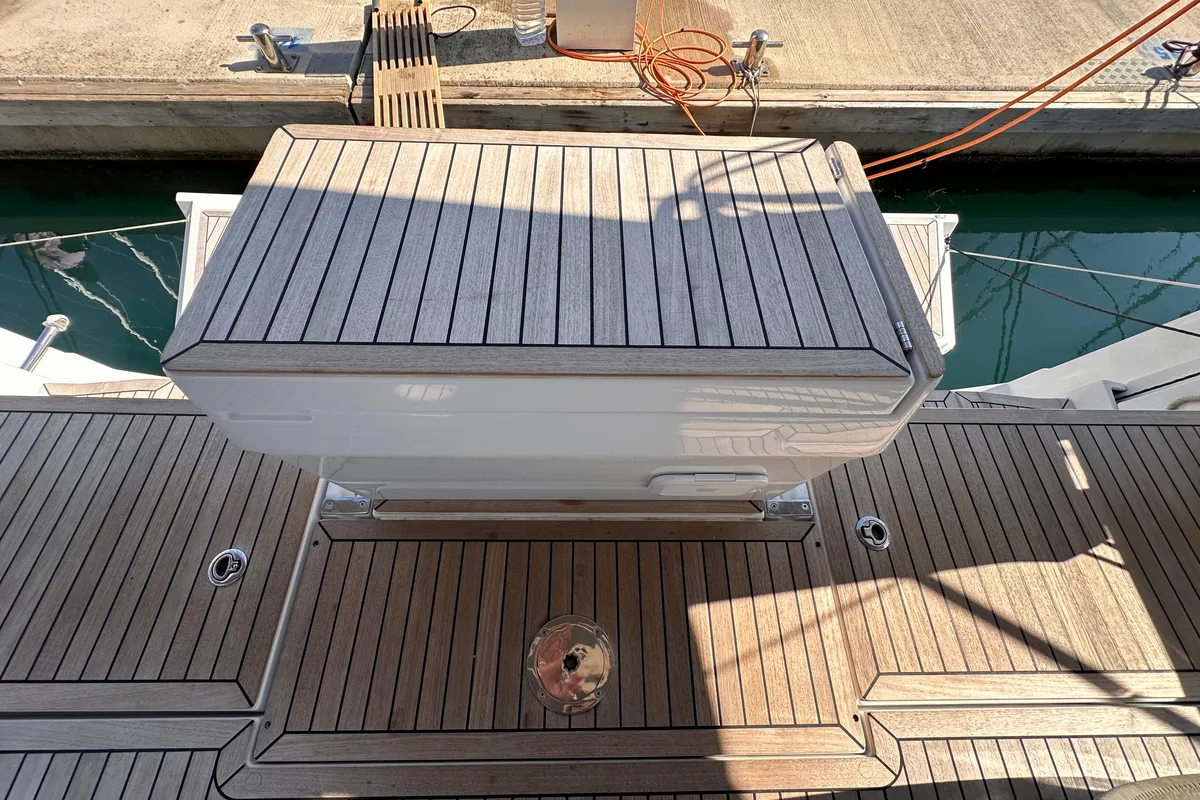 Deck of Felice, a Hanse 460 sailboat at Seget Donji, Croatia