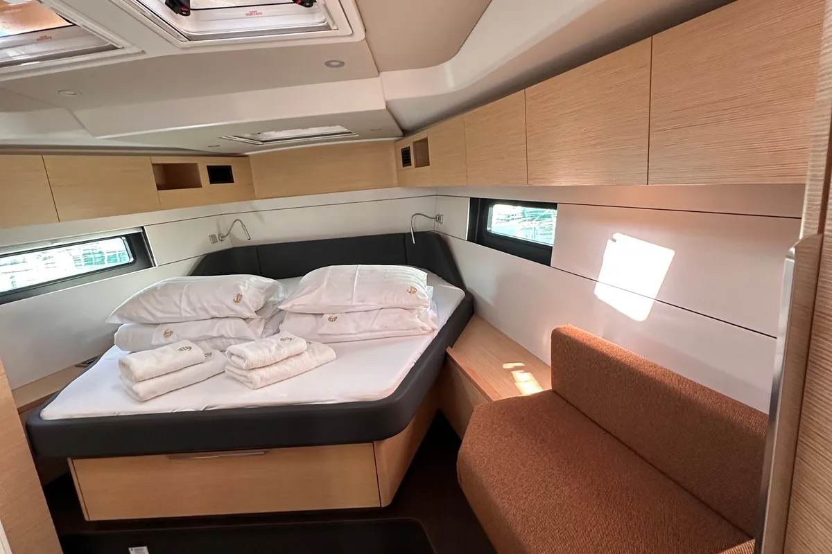 Cabin on Felice, a Hanse 460 sailboat at Seget Donji, Croatia