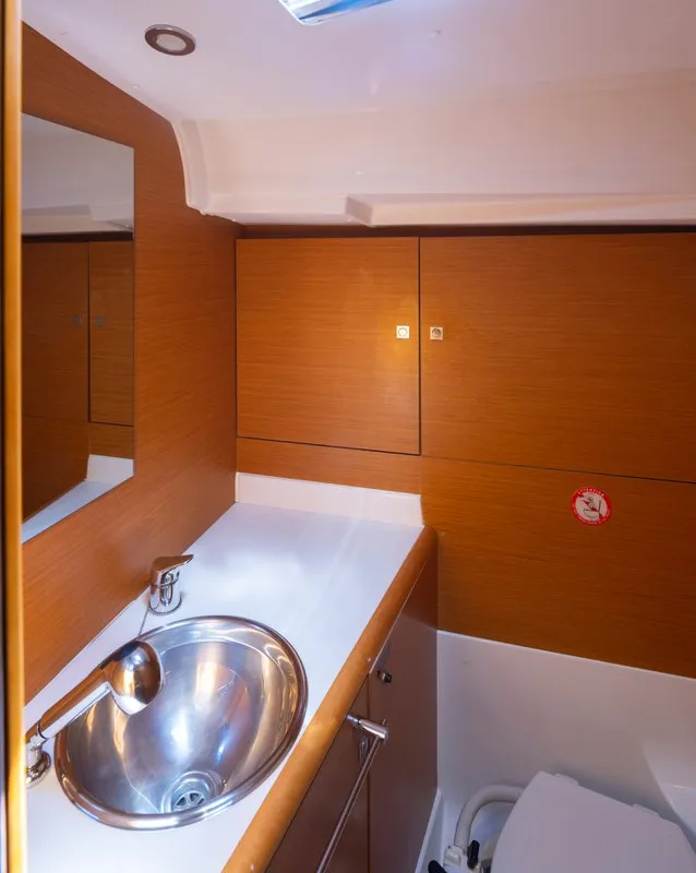 Head on Penelope, a Jeanneau Sun Odyssey 419 sailboat at Municipal Unit of Lefkada, Greece