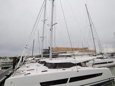 Lizzie, a Fountaine Pajot FP 44 Quatuor catamaran at Grad Trogir, Croatia