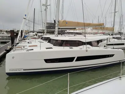 Lizzie, a Fountaine Pajot FP 44 Quatuor catamaran at Grad Trogir, Croatia