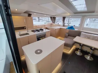 Lizzie, a Fountaine Pajot FP 44 Quatuor catamaran at Grad Trogir, Croatia