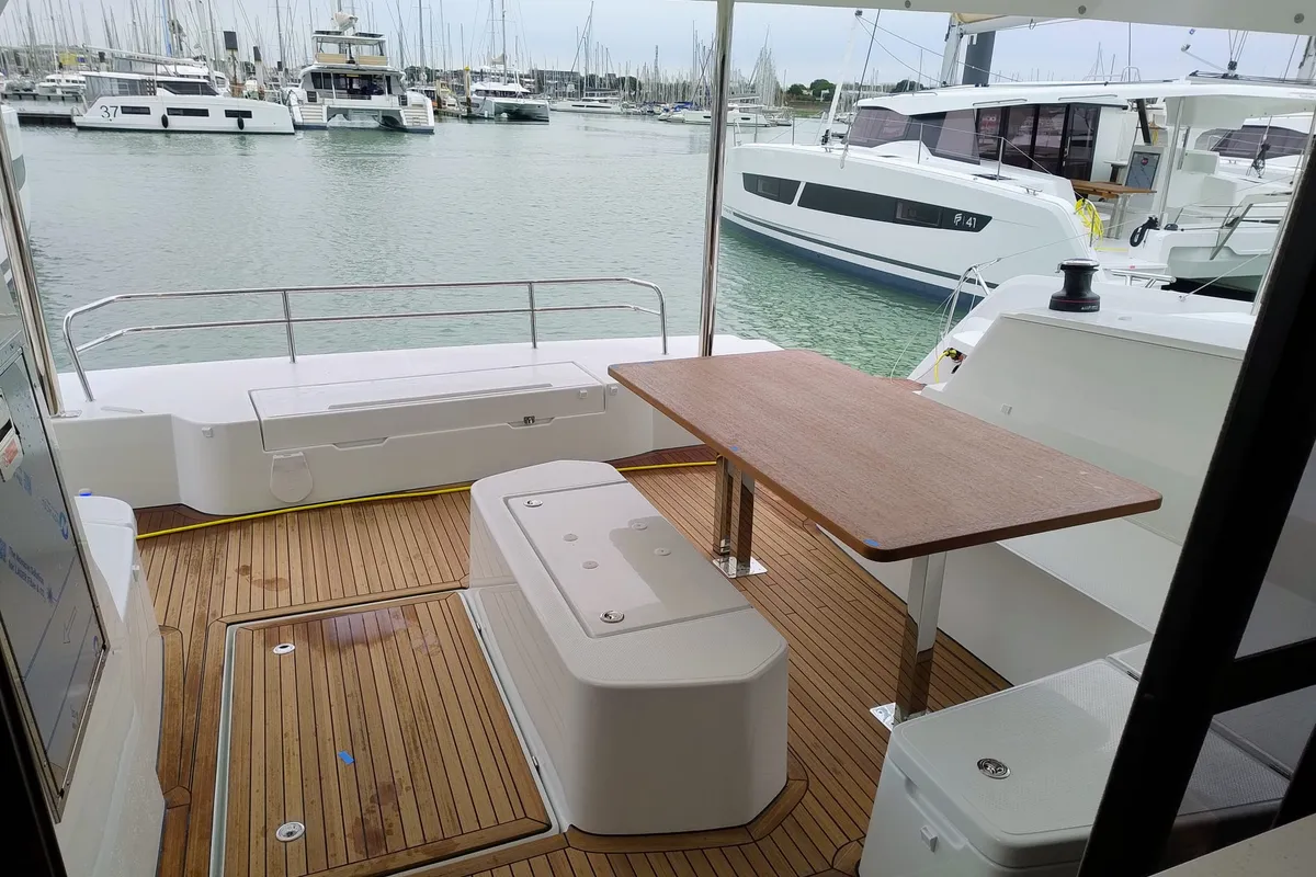 Lizzie, a Fountaine Pajot FP 44 Quatuor catamaran at Grad Trogir, Croatia