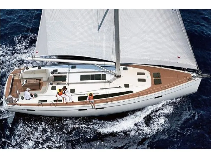 Exterior view of AF-BC51, a Bavaria Cruiser 51 sailboat at Municipal Unit of Rhodes, Greece