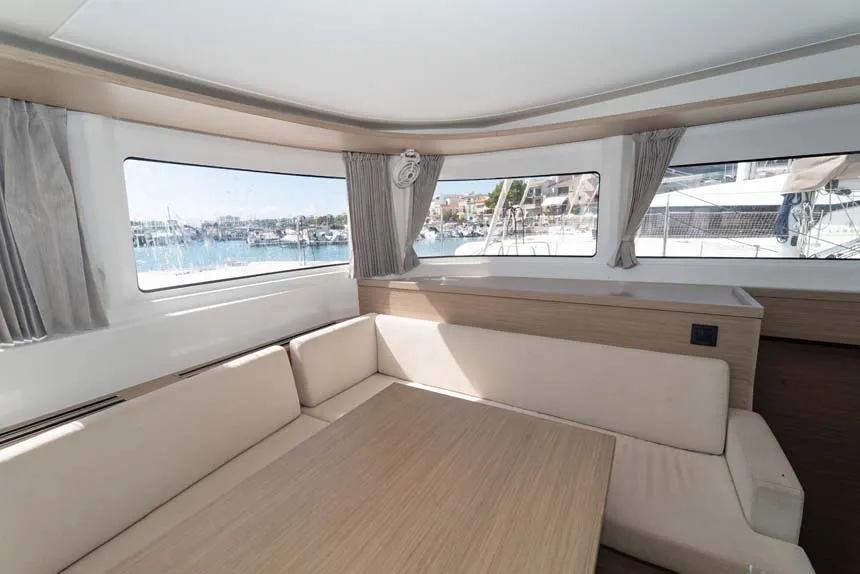 Salon of Movelli, a Lagoon 46 catamaran at Felanitx, Spain