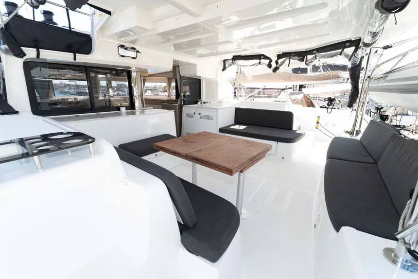Deck of Movelli, a Lagoon 46 catamaran at Felanitx, Spain