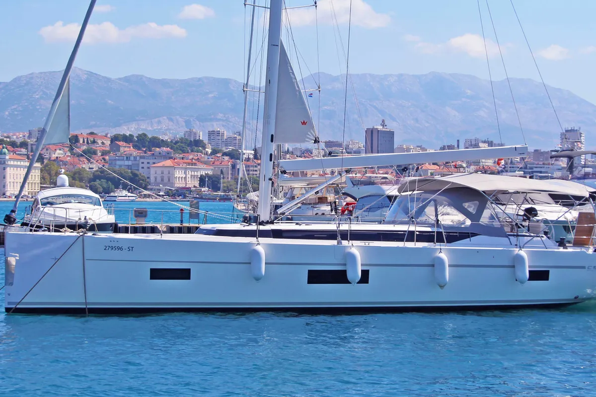 Exterior view of Shala, a Bavaria C50 Style sailboat at Split, Croatia