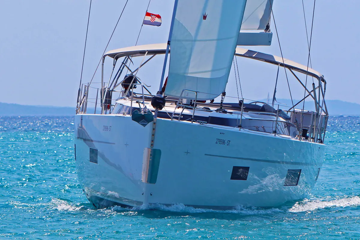 Exterior view of Shala, a Bavaria C50 Style sailboat at Split, Croatia