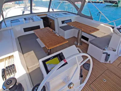 Cockpit of Shala, a Bavaria C50 Style sailboat at Split, Croatia