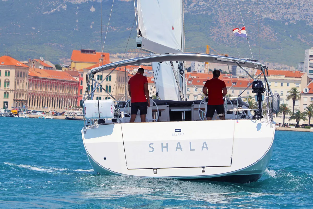 Exterior view of Shala, a Bavaria C50 Style sailboat at Split, Croatia