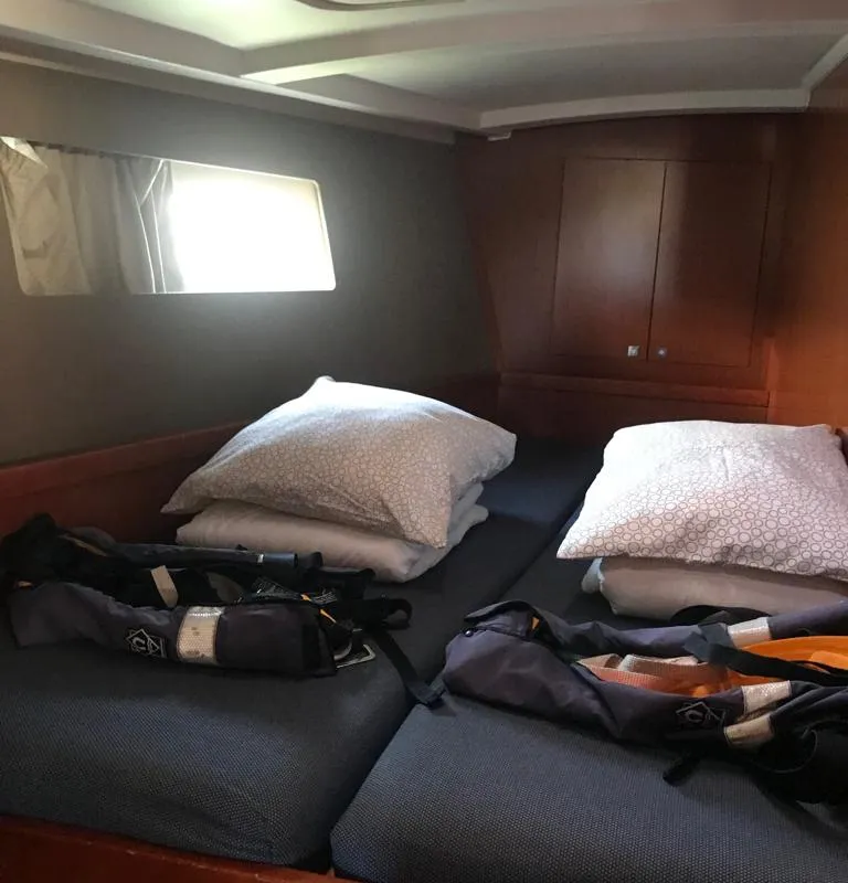 Cabin on Alboran Gin Tonic (Radazul), a Beneteau Oceanis 45 sailboat at El Rosario, Spain