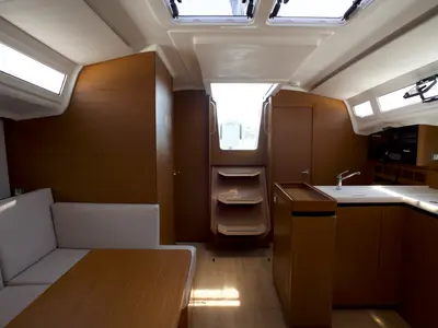 Salon of Eugenia, a Jeanneau Sun Odyssey 410 sailboat at Skiathos, Greece