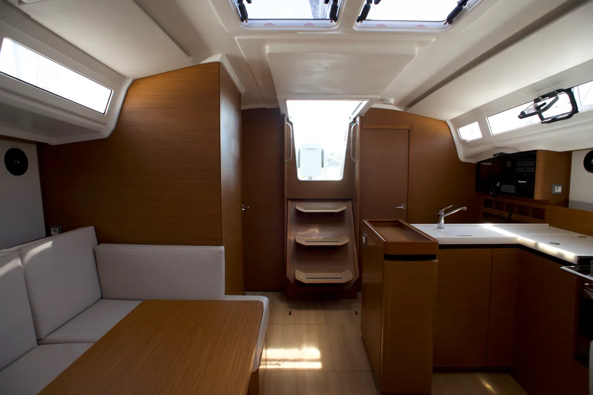Salon of Eugenia, a Jeanneau Sun Odyssey 410 sailboat at Skiathos, Greece