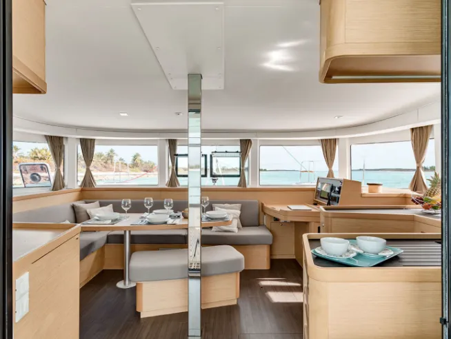 Salon of Ivan Nonno, a Lagoon 42 catamaran at Marmaris, Turkey