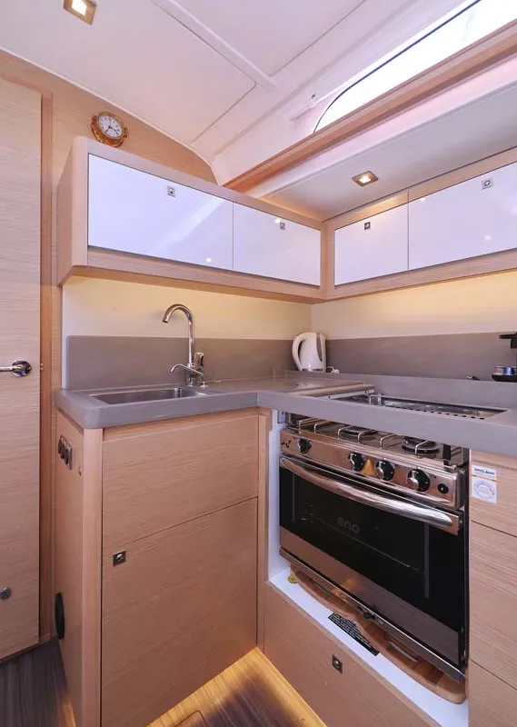 Galley of Libertas, a Dufour 470 sailboat at Murter, Croatia