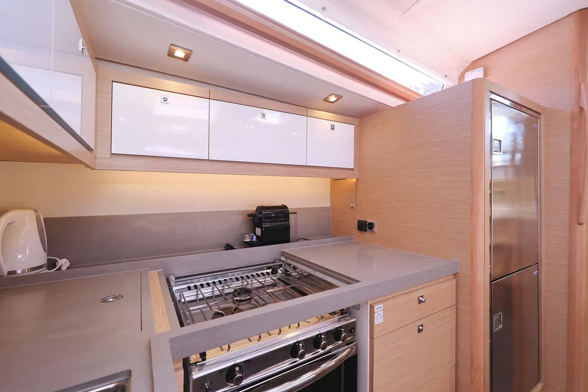 Galley of Libertas, a Dufour 470 sailboat at Murter, Croatia