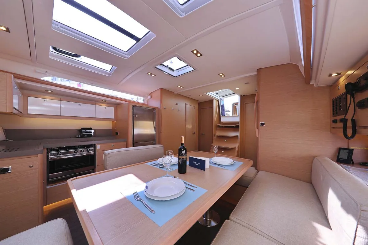 Salon of Libertas, a Dufour 470 sailboat at Murter, Croatia