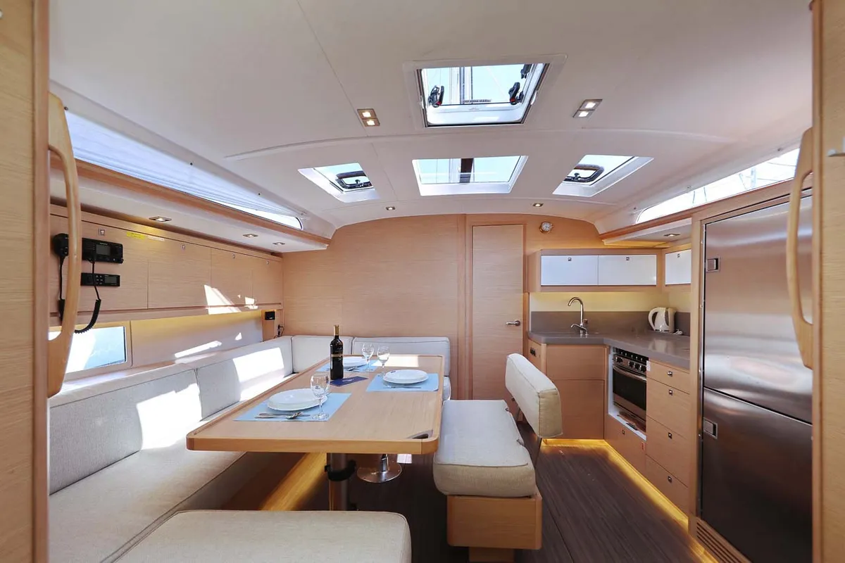Salon of Libertas, a Dufour 470 sailboat at Murter, Croatia