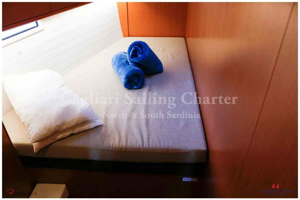 Cabin on Liscia Ruja, a Bavaria Cruiser 51 sailboat at Figari/Golfo Aranci, Italy