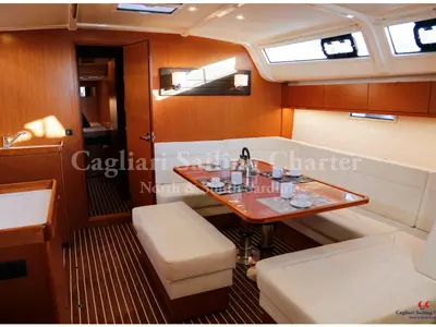 Salon of Liscia Ruja, a Bavaria Cruiser 51 sailboat at Figari/Golfo Aranci, Italy
