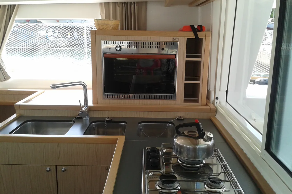 Galley of Evelina, a Lagoon 400 S2 catamaran at Općina Medulin, Croatia