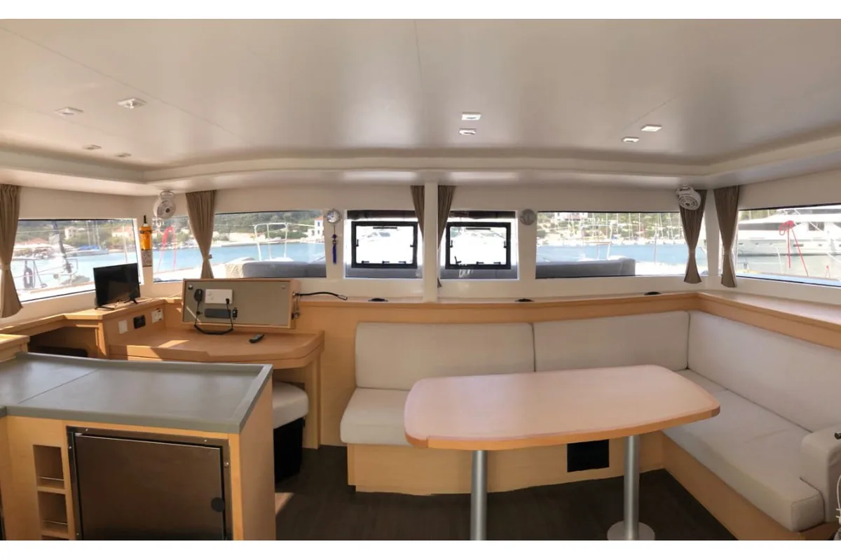 Salon of Lagoon 450F built 2019 Generator, A/C, Watermaker, a Lagoon 450 Fly catamaran at Municipal Unit of Lefkada, Greece