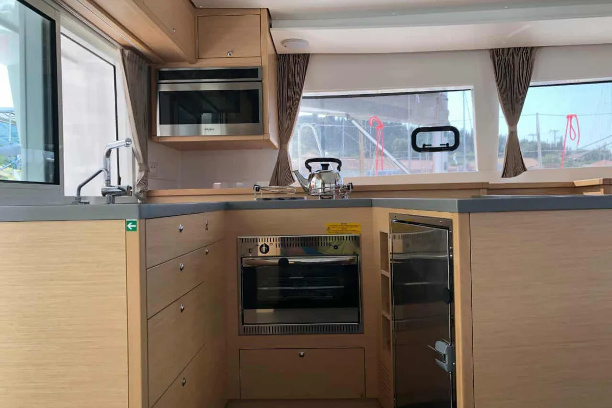 Galley of Lagoon 450F built 2019 Generator, A/C, Watermaker, a Lagoon 450 Fly catamaran at Municipal Unit of Lefkada, Greece