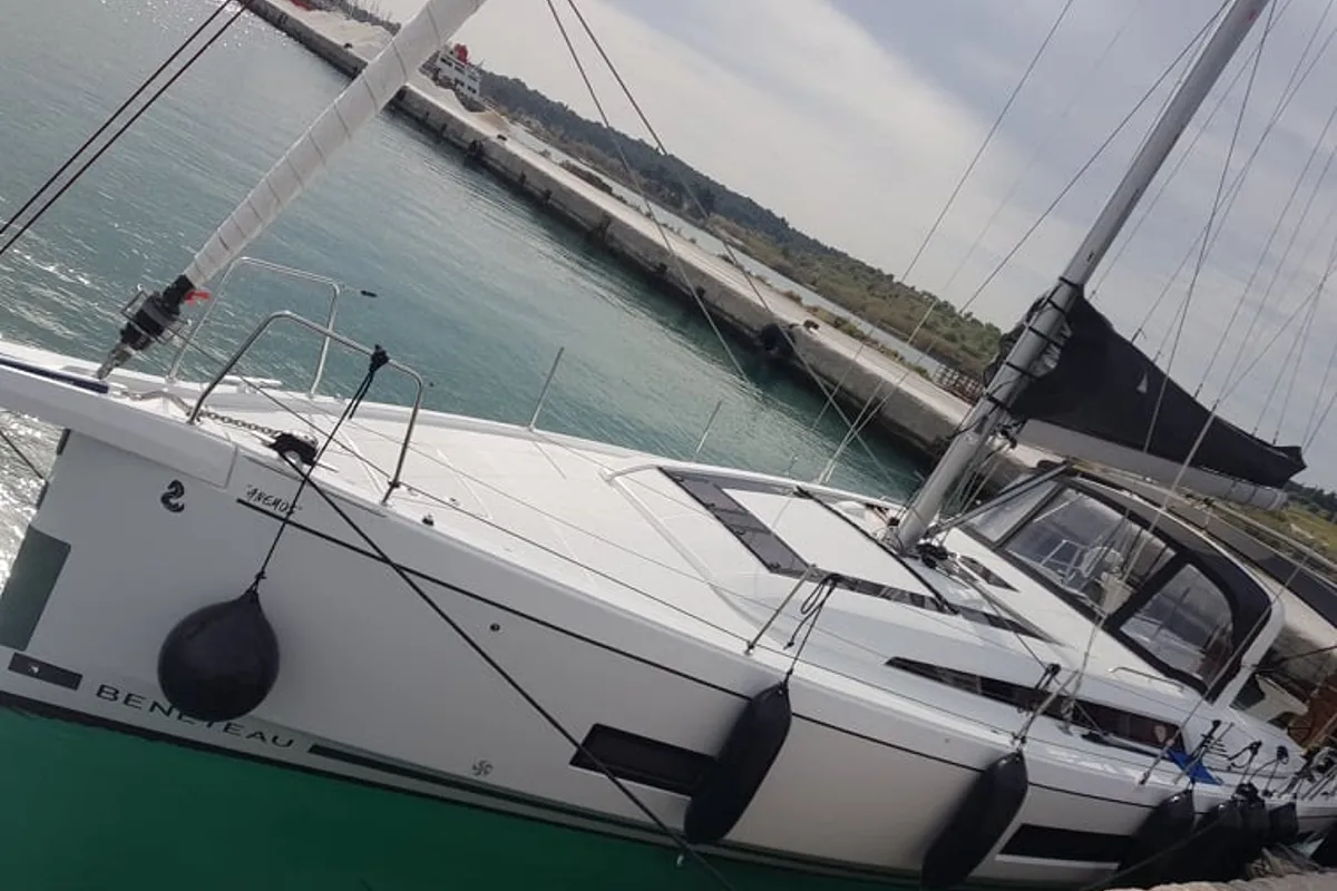 Exterior view of Anemos, a Beneteau Oceanis 46.1 sailboat at Volos, Greece