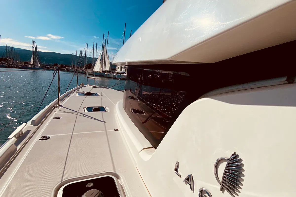 Exterior view of Kaiki (Pax 10), a Lagoon 42 catamaran at Municipal Unit of Lefkada, Greece