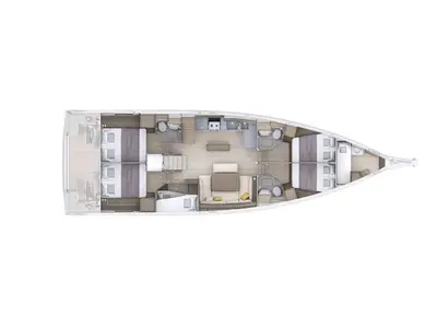 Floor plan of Beneteau Oceanis 52, a sailboat at Tonnarella, Italy