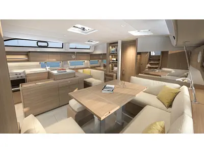 Salon of Beneteau Oceanis 52, a sailboat at Tonnarella, Italy