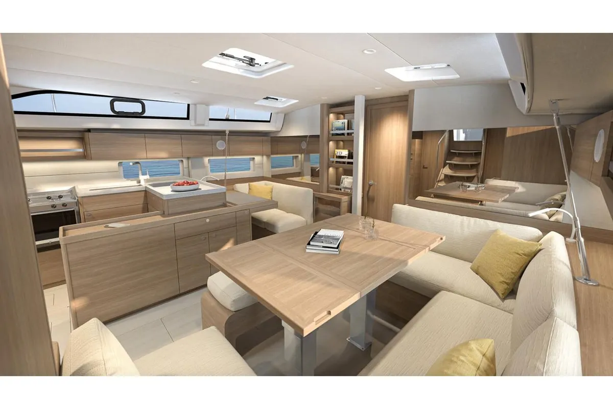 Salon of Beneteau Oceanis 52, a sailboat at Tonnarella, Italy
