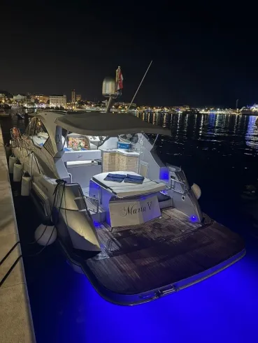 Deck of Marta V, a Grginić jahte Mirakul 40 motor yacht at Split, Croatia