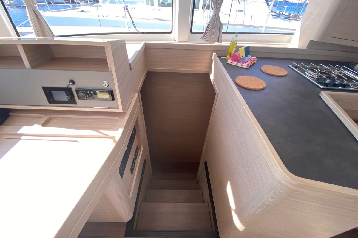 Galley of Nereide, a Lagoon 42 catamaran at Olbia, Italy