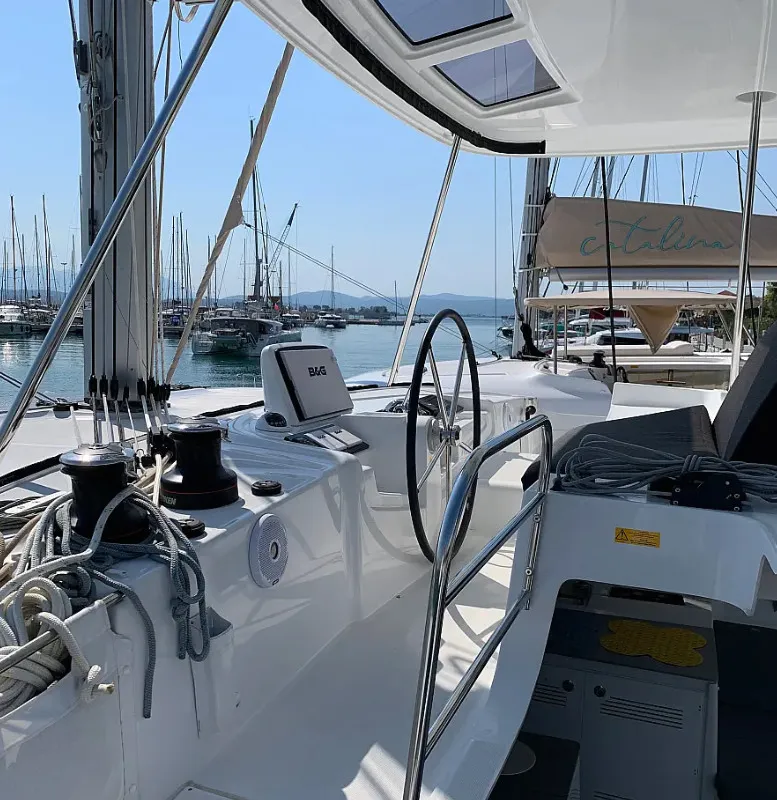 Cockpit of Selene | A/C generator watermaker, a Lagoon 46 catamaran at Municipal Unit of Anaktorio, Greece