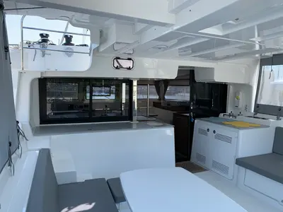 Deck of Selene | A/C generator watermaker, a Lagoon 46 catamaran at Municipal Unit of Anaktorio, Greece