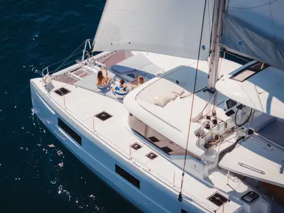 Exterior view of Paradis, a Lagoon 46 Iconic 4 + 1 cab. catamaran at Seget Donji, Croatia