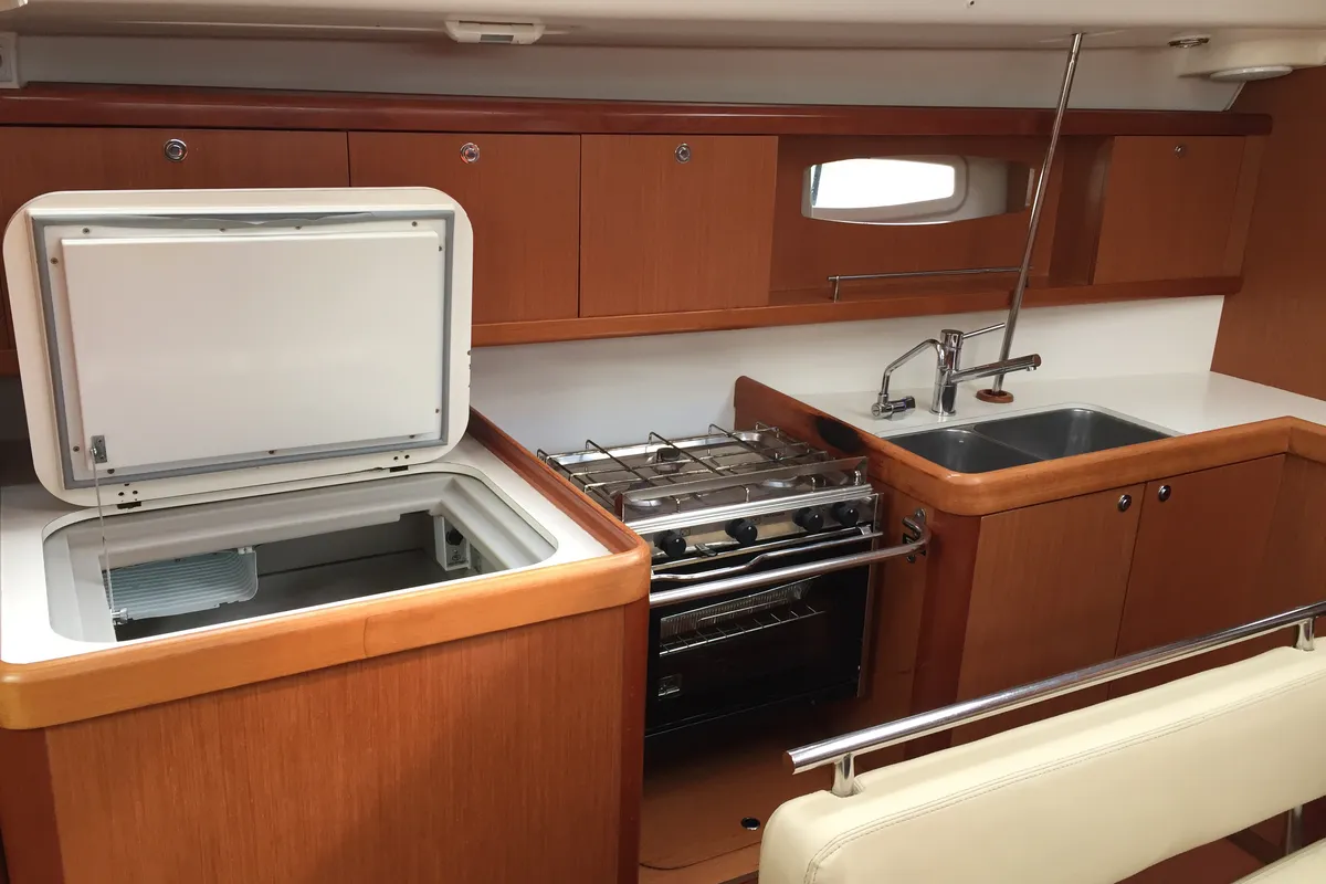 Galley of Silly Shark (GND), a Beneteau Oceanis 43 sailboat at St. George's, Grenada