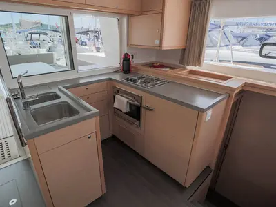 Galley of Rimta, a Lagoon 450 F catamaran at Athens, Greece