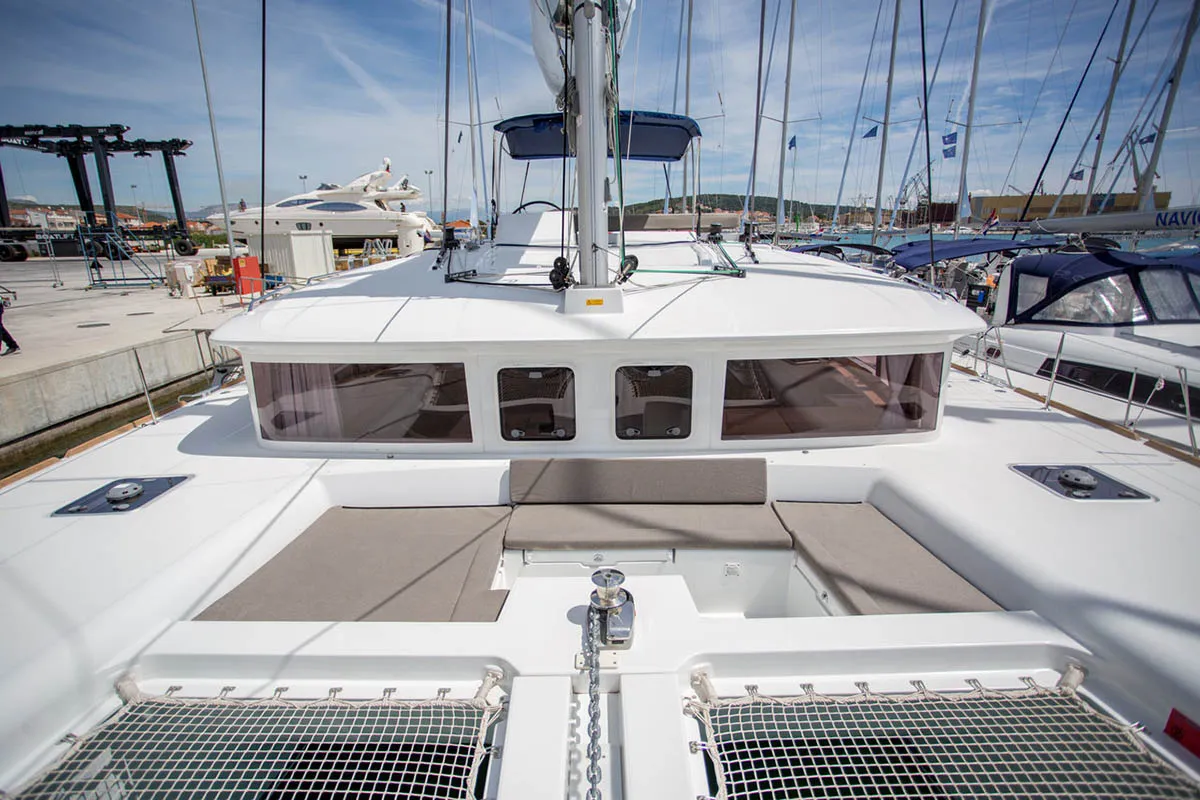 Deck of Rimta, a Lagoon 450 F catamaran at Athens, Greece