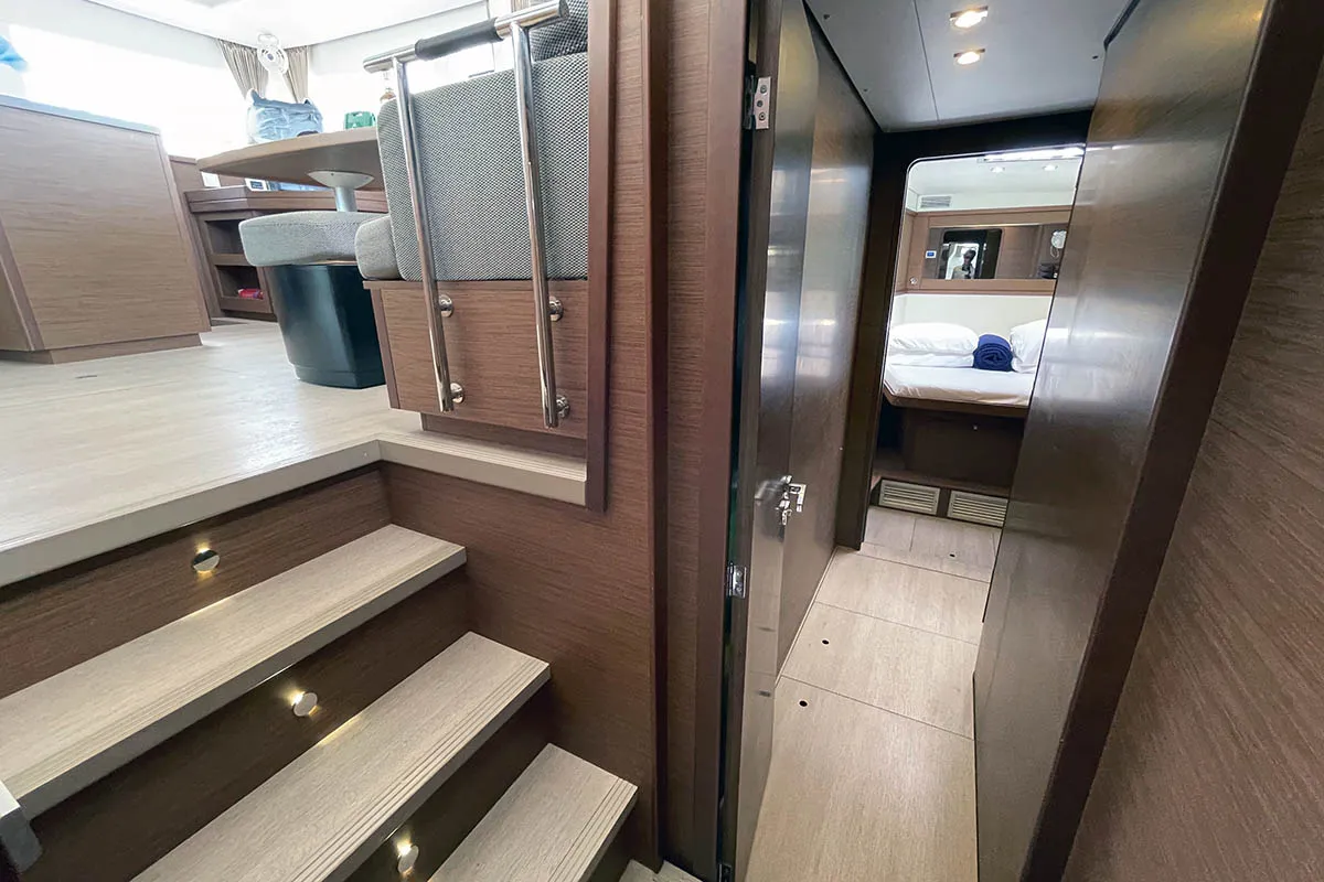 Cabin on Rimta, a Lagoon 450 F catamaran at Athens, Greece