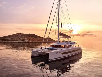 Aphaea, a Fountaine Pajot Alegria 67 catamaran at Municipal Unit of Nea Peramos, Greece