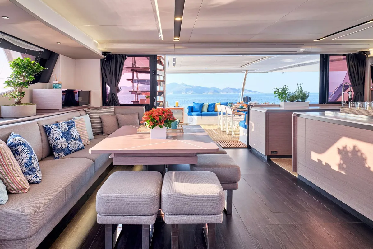 Aphaea, a Fountaine Pajot Alegria 67 catamaran at Municipal Unit of Nea Peramos, Greece