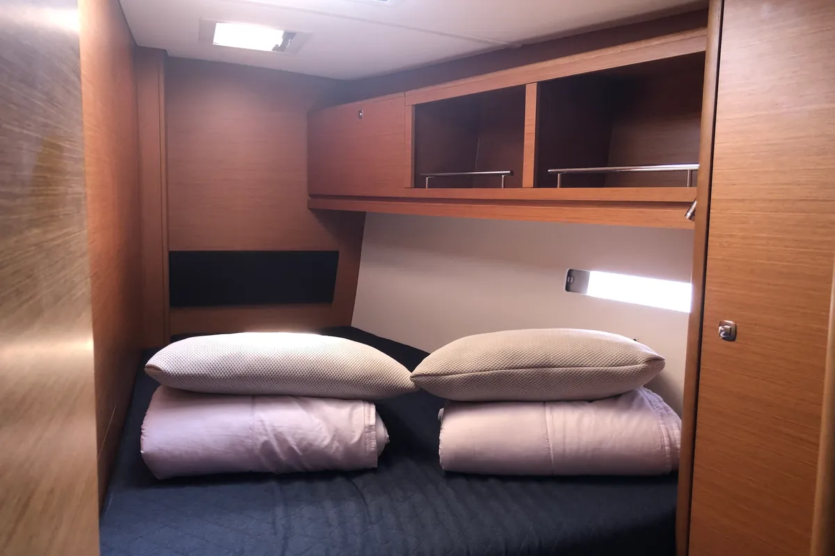 Cabin on Silente, a Dufour 56 Exclusive sailboat at Olbia, Italy