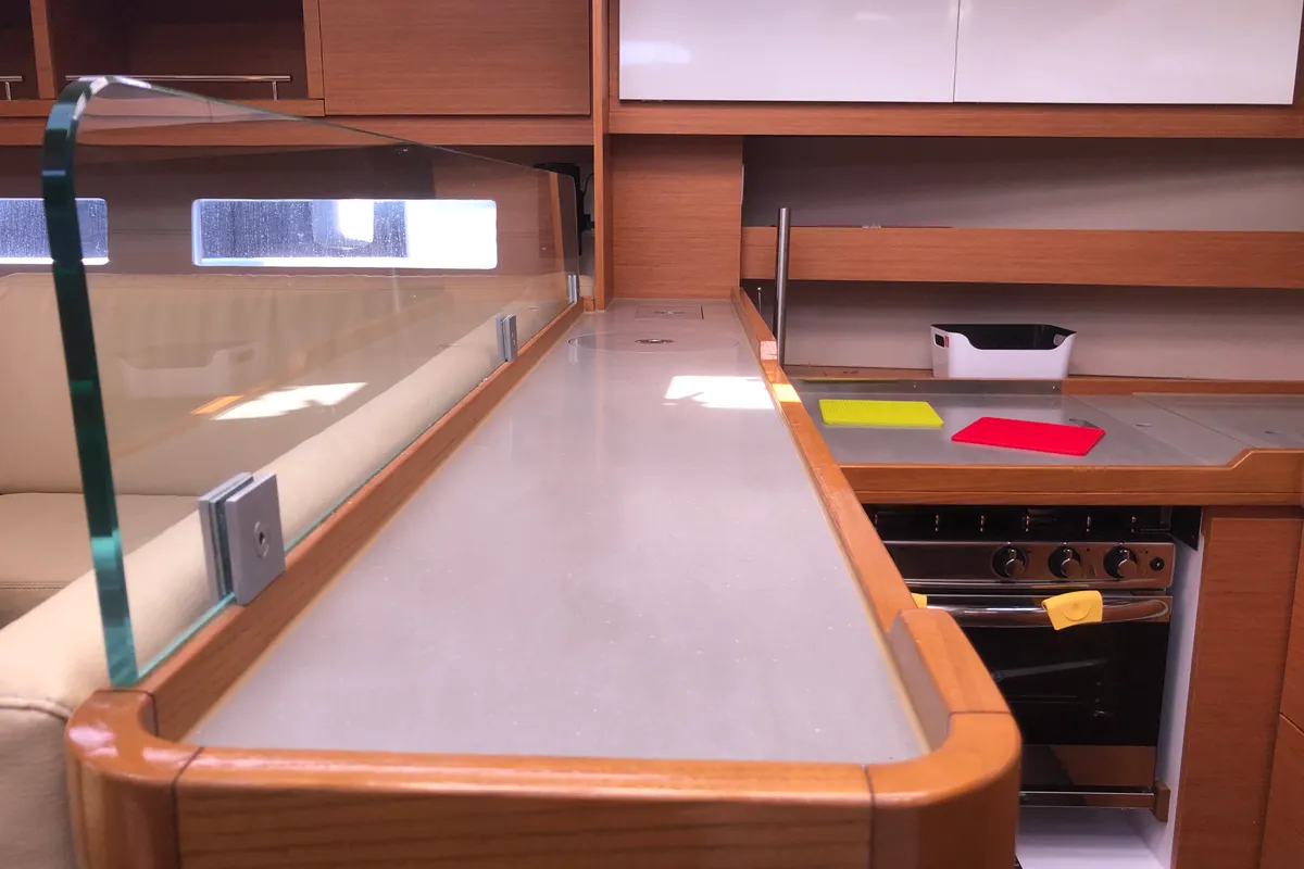 Galley of Silente, a Dufour 56 Exclusive sailboat at Olbia, Italy