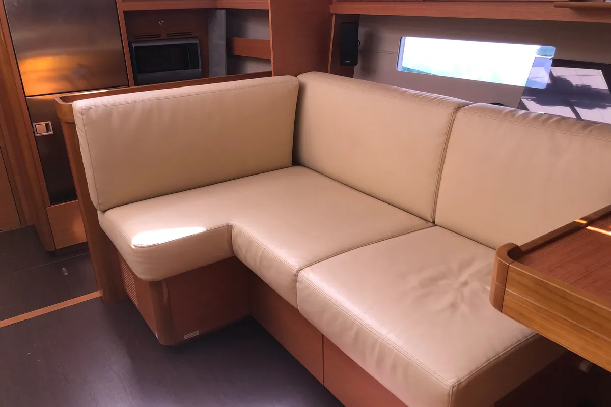 Salon of Silente, a Dufour 56 Exclusive sailboat at Olbia, Italy