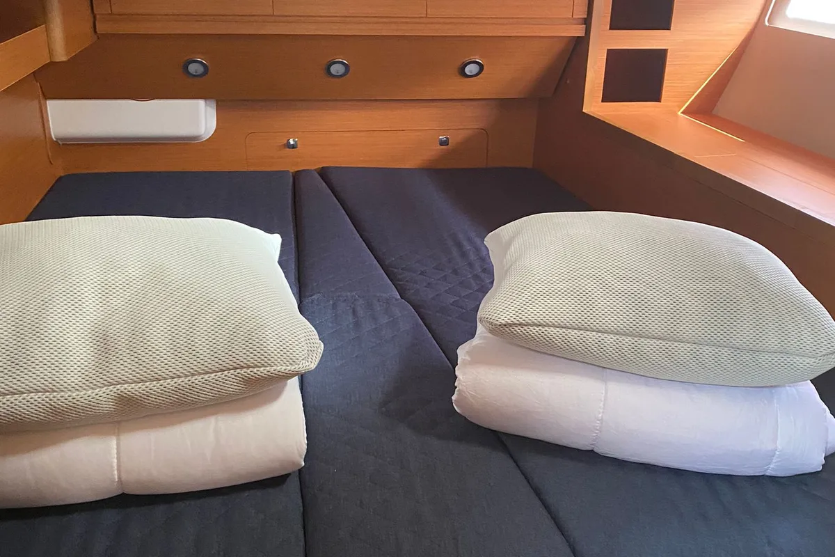 Cabin on Silente, a Dufour 56 Exclusive sailboat at Olbia, Italy